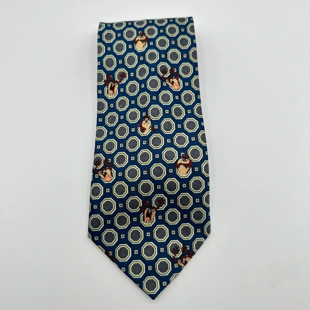 Looney Tunes Pointed Necktie Blue Brown Tasmanian Devil‎ Classic TAZ